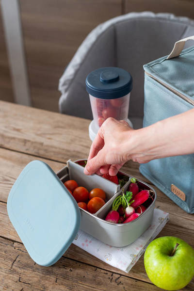 Beaba Lunchbox Ze Stali Nierdzewnej z Pokrywką i Osłoną Baltic Blue