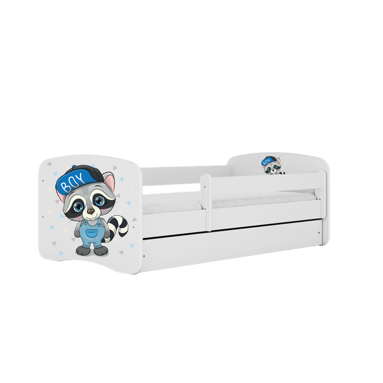 Bed babydreams white raccoon without drawer with mattress 140/70