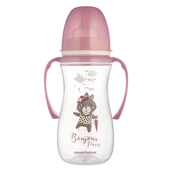 Canpol Babies EasyStart Butelka Antykolkowa z Uchwytami 300ml 35/241_pin Bonjour Paris Różowa