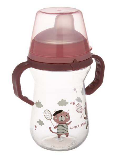 Canpol Babies FirstCup Kubek z Silikonowym Ustnikiem 250ml Bonjour Paris Różowy 56/613_pink