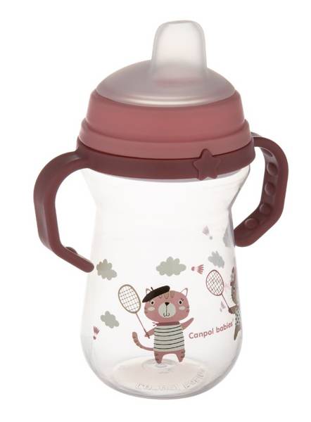 Canpol Babies FirstCup Kubek z Silikonowym Ustnikiem 250ml Bonjour Paris Różowy 56/613_pink