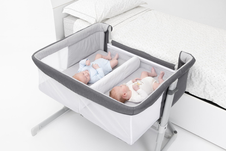 Chicco Next2Me Twins Łóżeczko Dostawne dla Bliźniąt Magnet Grey