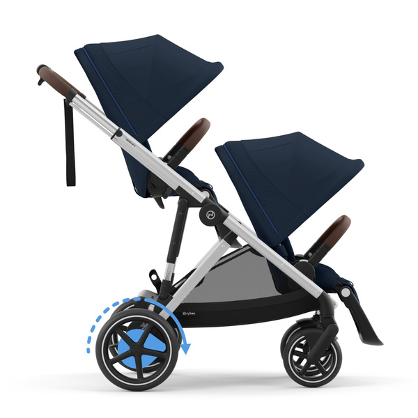 Cybex E-Gazelle S Ocean Blue/Silver Dvīņu ratiņi