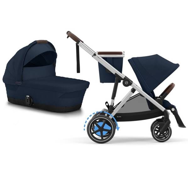 Cybex E-Gazelle S Ocean Blue/Silver Коляска для двойняшек