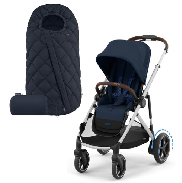 Cybex E-Gazelle S Wspomagany Wózek Spacerowy Rama Srebrna Ocean Blue + Cybex Śpiworek Snogga 2 Ocean Blue