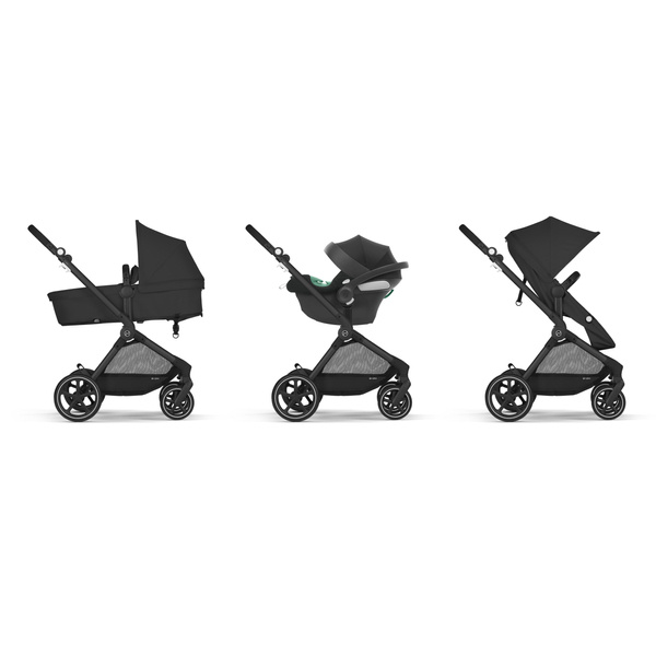 Cybex Eos Basic Moon Black + Aton B2 I-size + Fiki Miki Matracis kulbai Bērnu rati 3in1