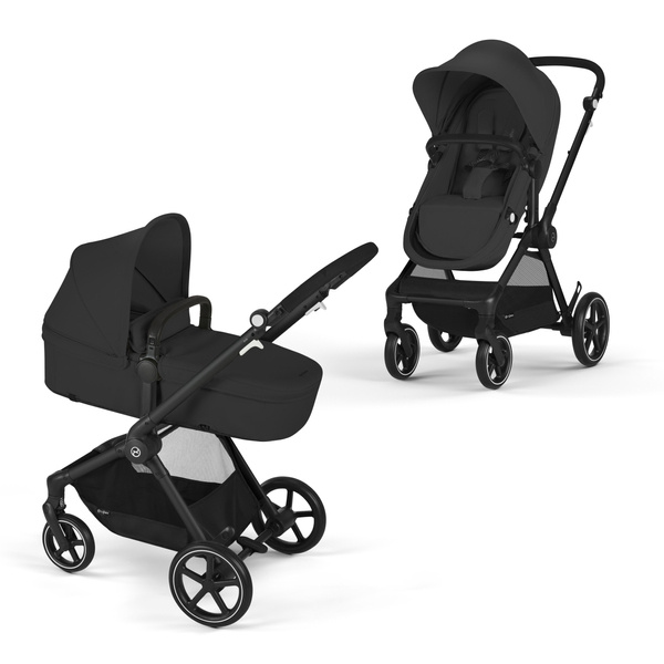 Cybex Eos Basic Moon Black + Aton B2 I-size + Fiki Miki Matracis kulbai Bērnu rati 3in1