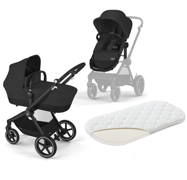 Cybex Eos Basic Moon Black + Fiki Miki Matracis kulbai Bērnu rati 2in1