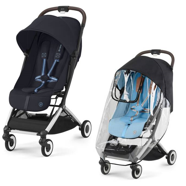 Cybex Orfeo Wózek Spacerowy Rama Srebrna Dark Blue + Folia Przeciwdeszczowa