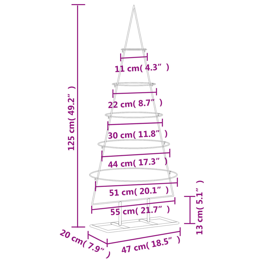 Dekoratīva Ziemassvētku Eglīte, Metāls, Melna, 125 Cm Vidaxl