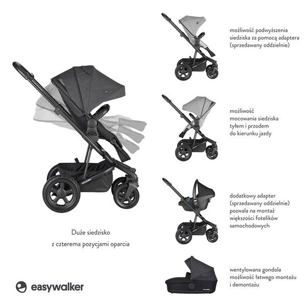 Easywalker Harvey 2 All-Terrain Night Black Sporta ratiņi