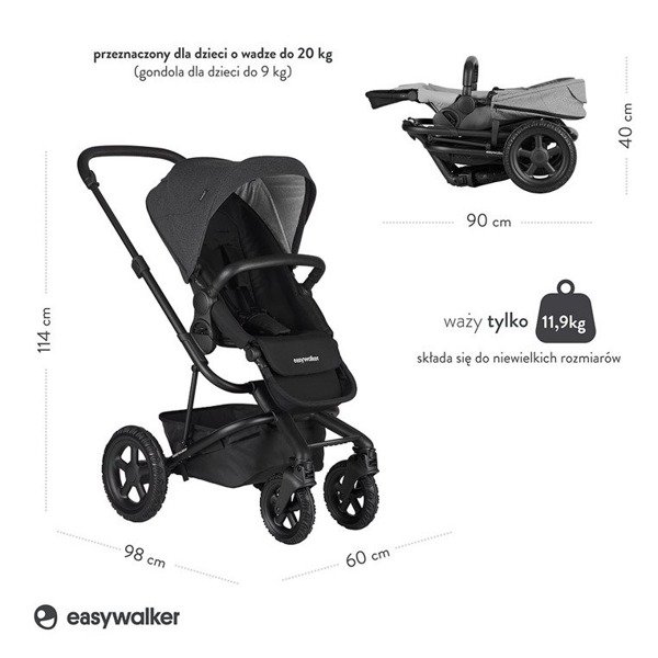 Easywalker Harvey 2 All-Terrain Night Black Sporta ratiņi