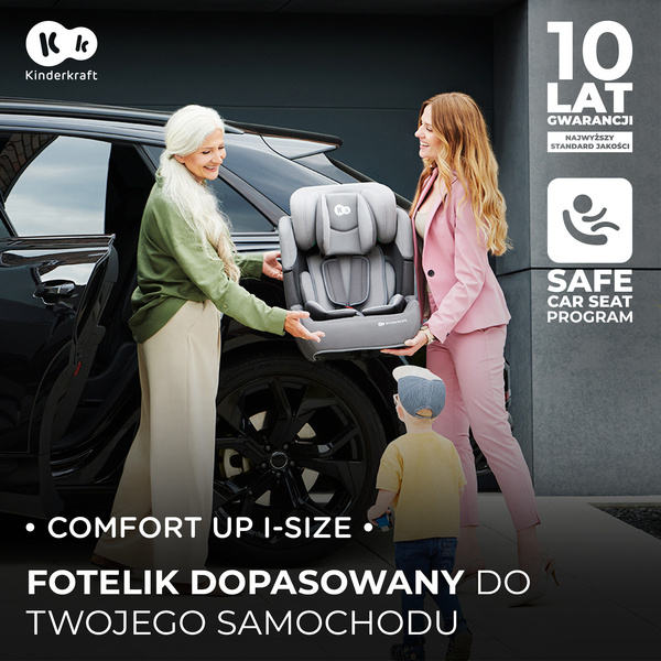 Kinderkraft Comfort Up I-Size Fotelik Samochodowy 9-36 kg Szary