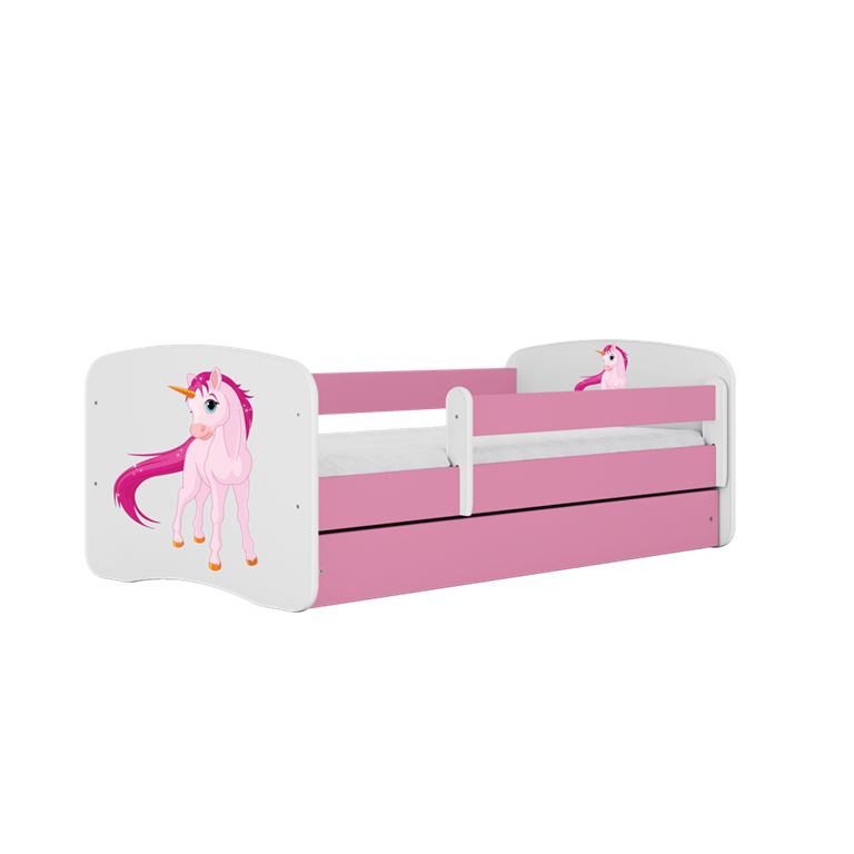Bērnu gulta Pink Unicorn ar kasti ar matraci 160/80