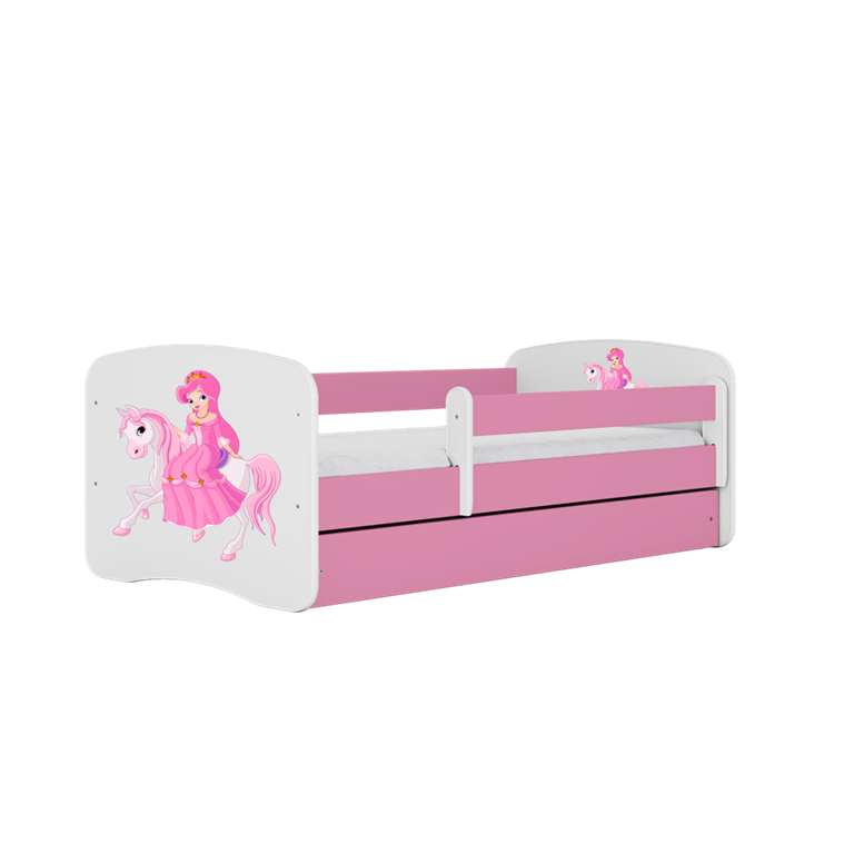 Bērnu gulta Pink Princess on Horse ar kasti ar matraci 160/80