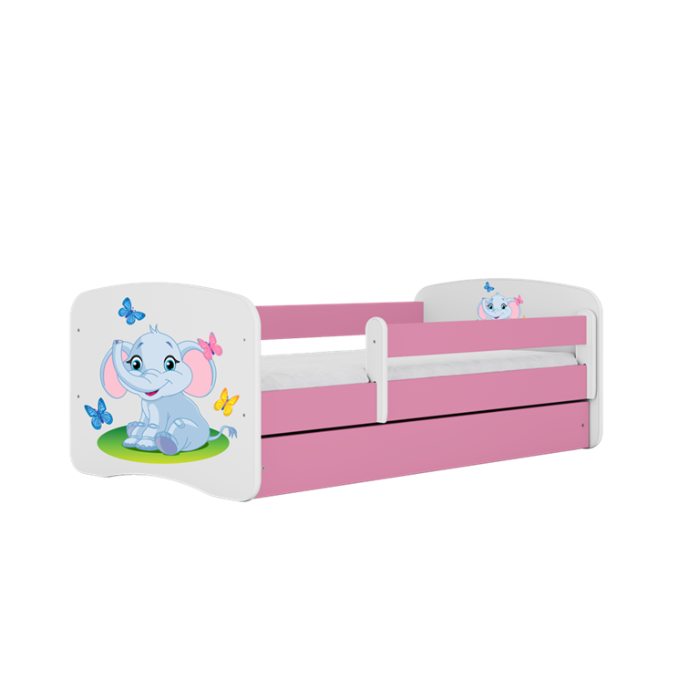 Łóżko babydreams różowe słonik bez szuflady materac 180/80