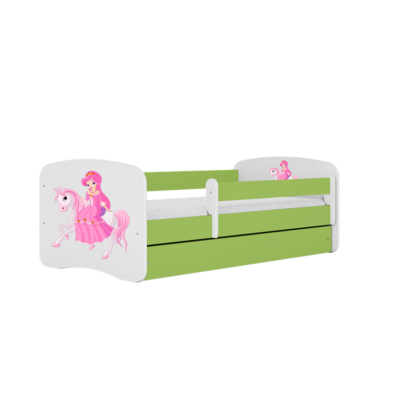 Łóżko babydreams zielone księżniczka na koniku bez szuflady materac 160/80