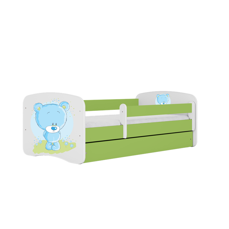 Łóżko babydreams zielone niebieski miś bez szuflady materac 180/80