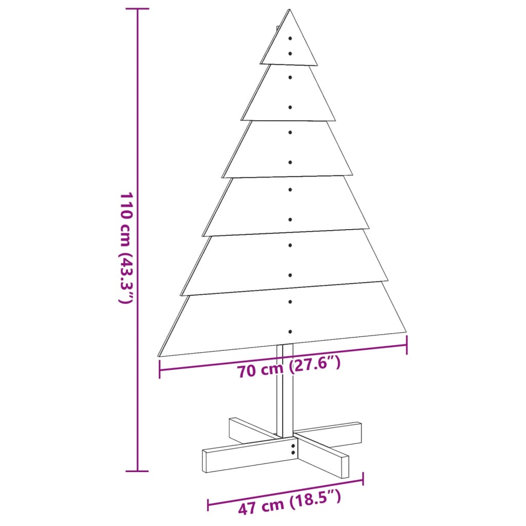 Koka Ziemassvētku Eglīte Dekorēšanai, 110 Cm, Masīvkoks Vidaxl