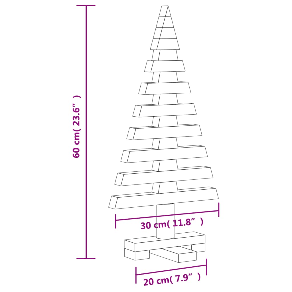 Koka Ziemassvētku Eglīte Dekorēšanai, 60 Cm, Priedes Masīvkoks Vidaxl