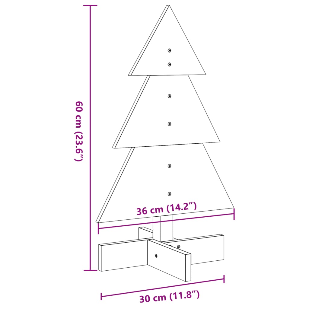 Koka Ziemassvētku Eglīte Dekorēšanai, 60 Cm, Priedes Masīvkoks Vidaxl