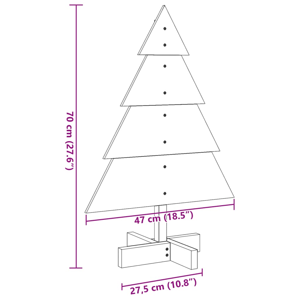 Koka Ziemassvētku Eglīte Dekorēšanai, 70 Cm, Masīvkoks Vidaxl