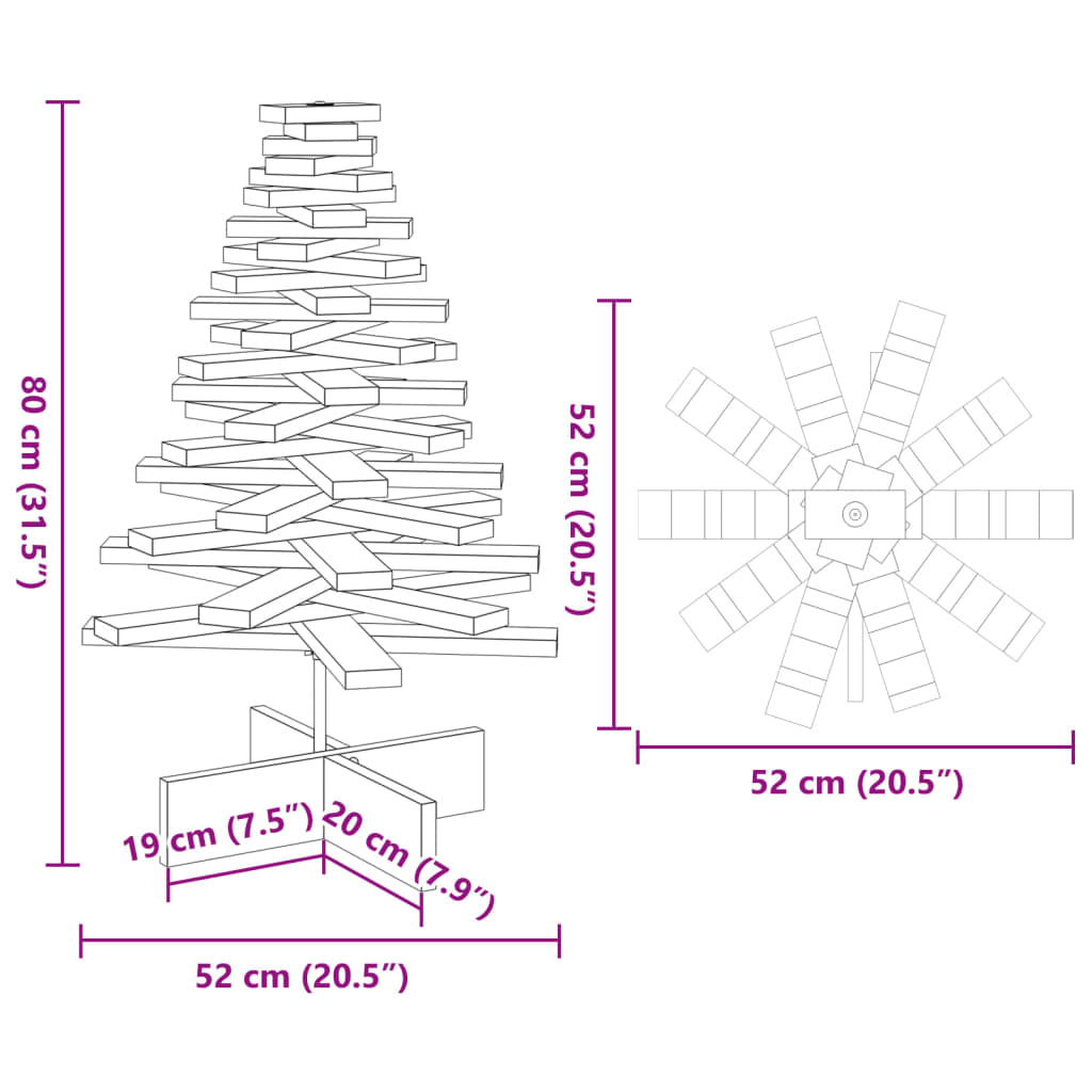 Koka Ziemassvētku Eglīte Dekorēšanai, 80 Cm, Priedes Masīvkoks Vidaxl