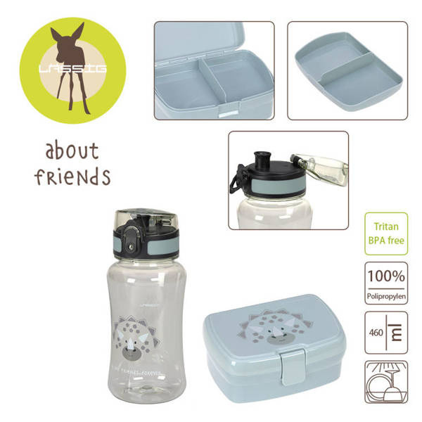 Lassig Zestaw Na Lunch Lunchbox + Butelka Tritanowa Bidon 460ml About Friends Dinozaur