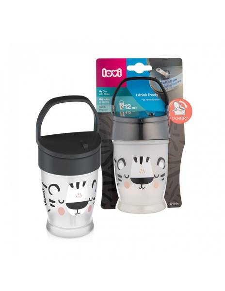 Lovi Freestyle Kubek ze słomką 250ml 12m+ 35/356 Salt&Pepper