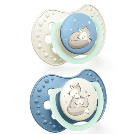 Lovi Smoczek Silikonowy Dynamiczny 3-6m 2szt Night&Day Boy