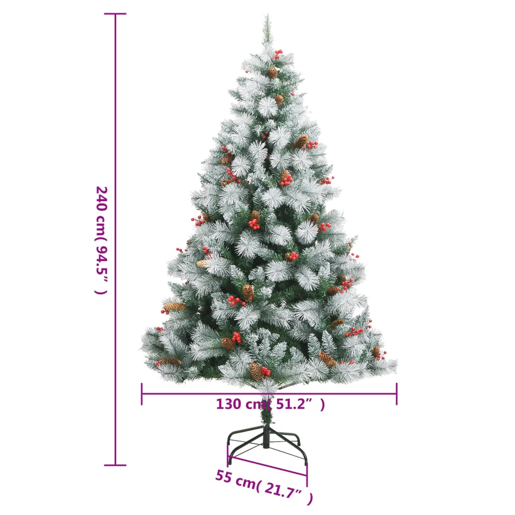 Mākslīgā Ziemassvētku Egle Ar Čiekuriem Un Ogām, 240 Cm Vidaxl