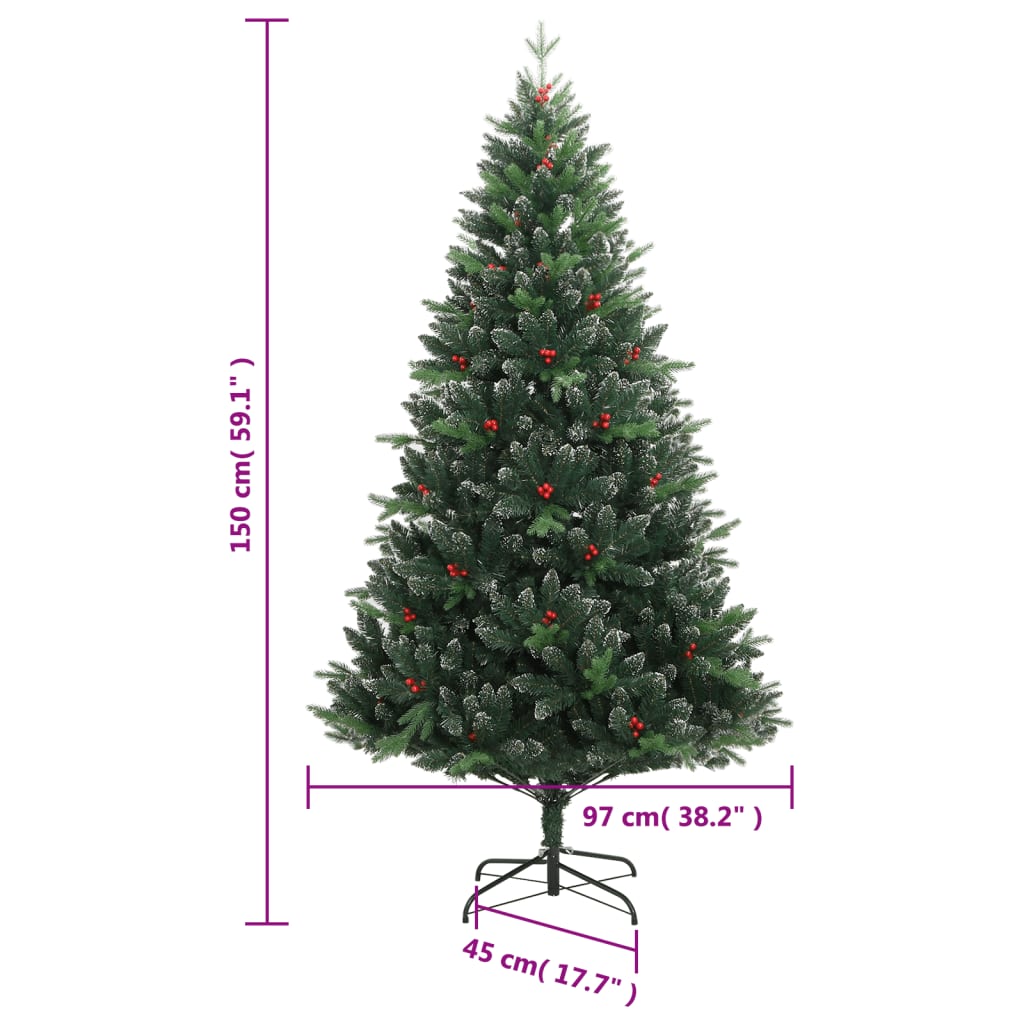 Mākslīgā Ziemassvētku Egle Ar Sarkanām Ogām, 150 Cm Vidaxl