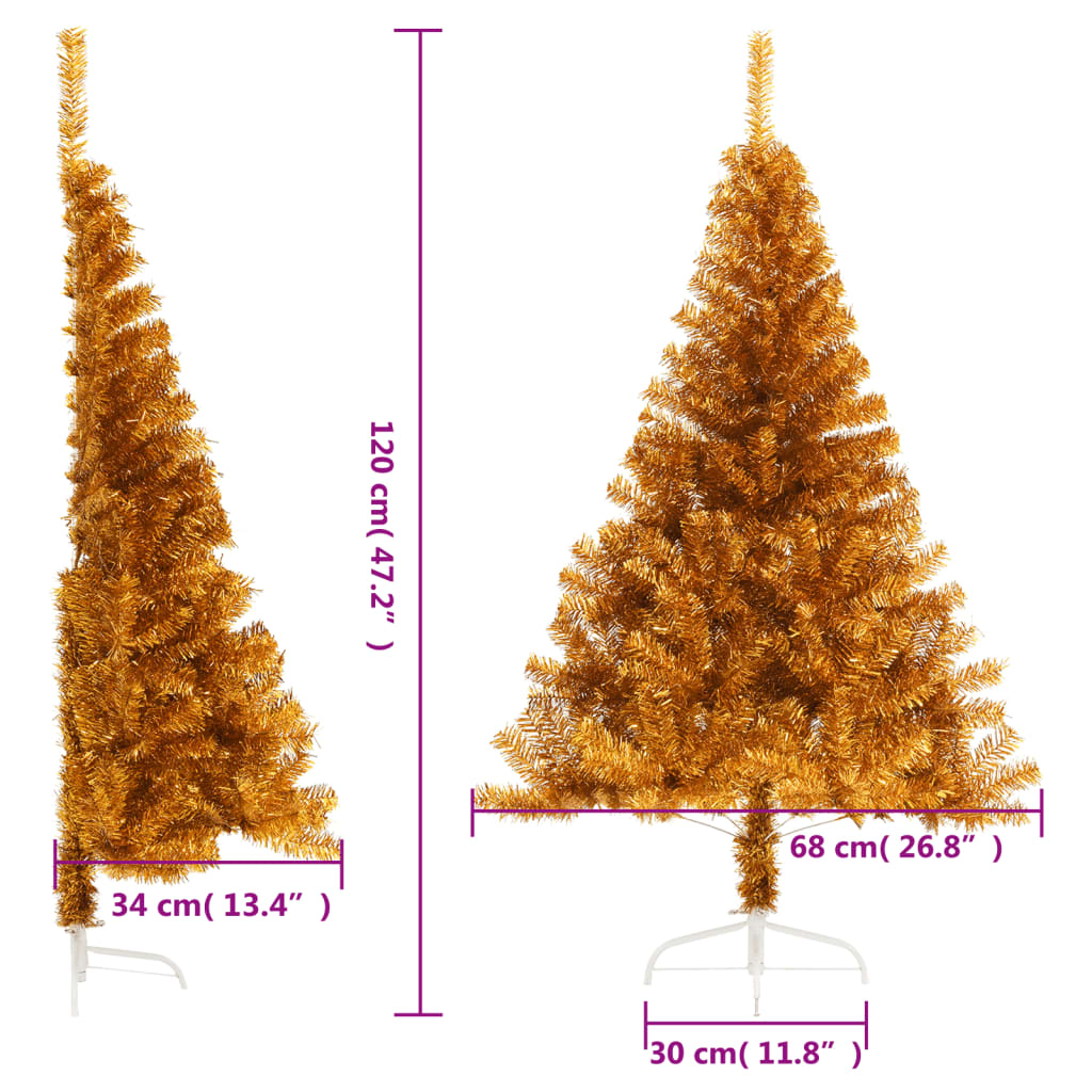 Mākslīgā Ziemassvētku Egle Ar Statīvu, 120 Cm, Zeltaina, Pet Vidaxl