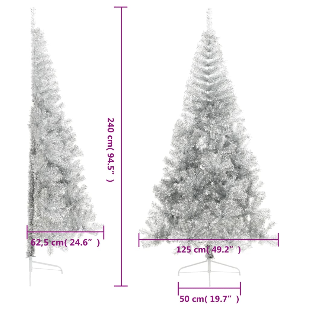 Mākslīgā Ziemassvētku Egle Ar Statīvu, 240 Cm, Sudrabaina, Pet Vidaxl