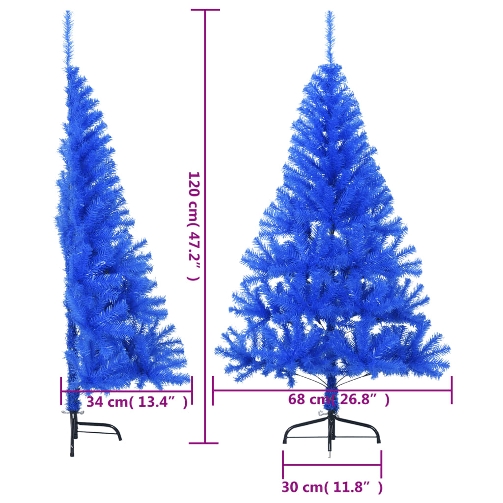 Mākslīgā Ziemassvētku Egle Ar Statīvu, Pusapaļa, 120 Cm, Zila Vidaxl