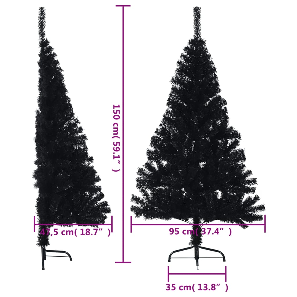 Mākslīgā Ziemassvētku Egle Ar Statīvu, Pusapaļa, 150 Cm, Pvc Vidaxl