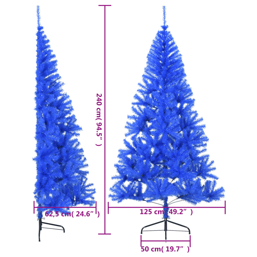 Mākslīgā Ziemassvētku Egle Ar Statīvu, Pusapaļa, 240 Cm, Zila Vidaxl