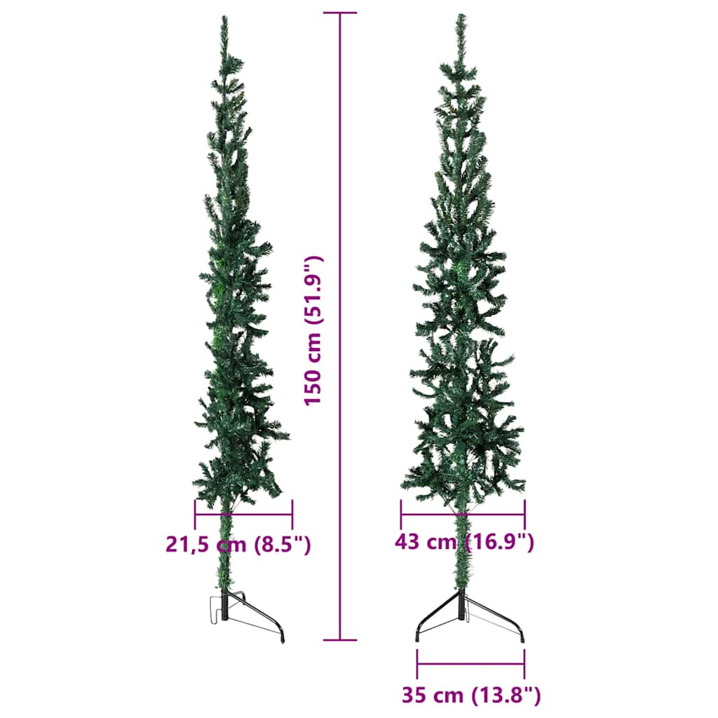 Mākslīgā Ziemassvētku Egle Ar Statīvu, Pusapaļa, Zaļa, 150 Cm Vidaxl