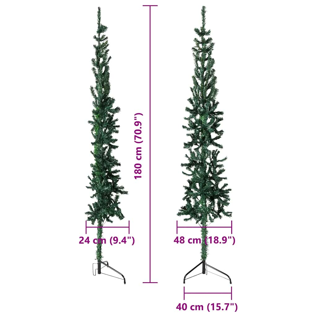 Mākslīgā Ziemassvētku Egle Ar Statīvu, Pusapaļa, Zaļa, 180 Cm Vidaxl