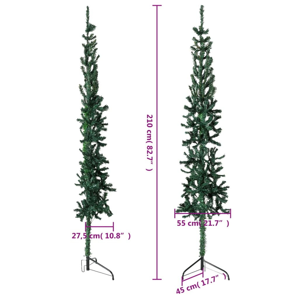 Mākslīgā Ziemassvētku Egle Ar Statīvu, Pusapaļa, Zaļa, 210 Cm Vidaxl