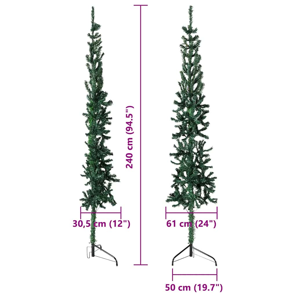 Mākslīgā Ziemassvētku Egle Ar Statīvu, Pusapaļa, Zaļa, 240 Cm Vidaxl