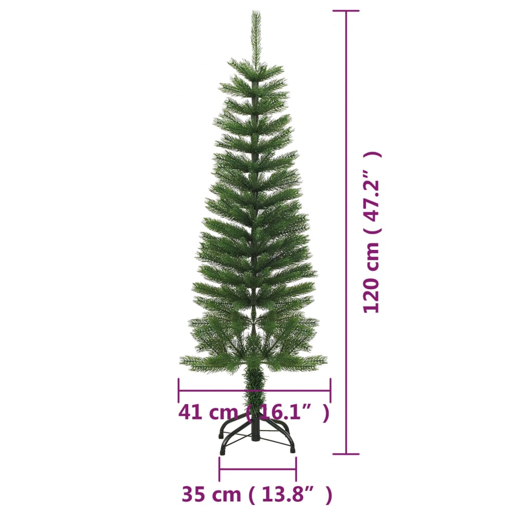 Mākslīgā Ziemassvētku Egle Ar Statīvu, Šaura, 120 Cm, Pe Vidaxl