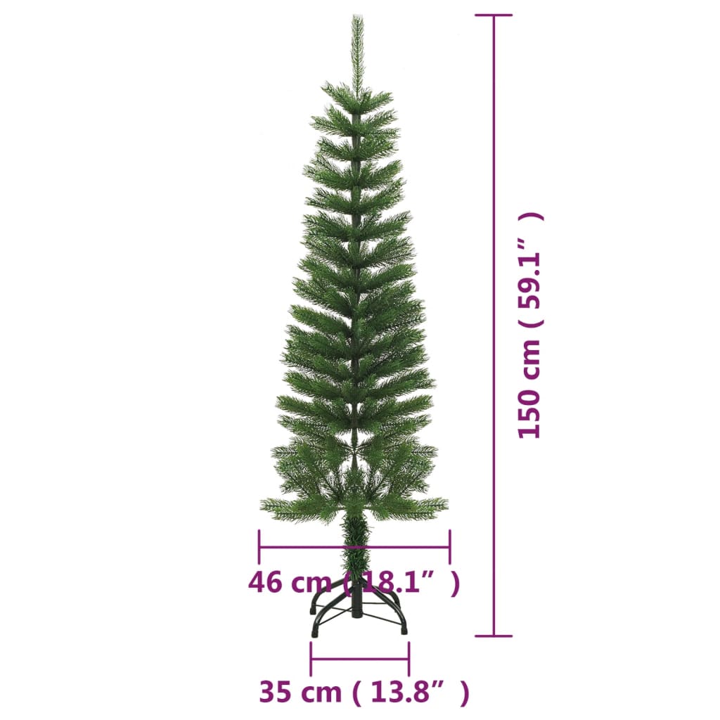 Mākslīgā Ziemassvētku Egle Ar Statīvu, Šaura, 150 Cm, Pe Vidaxl