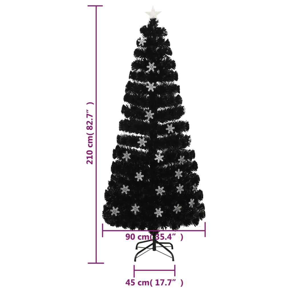 Mākslīgā Ziemassvētku Egle, Led, Melna, 210 Cm, Optiskā Šķiedra Vidaxl