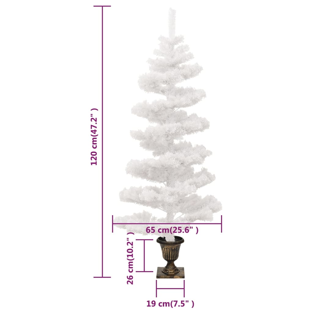 Mākslīgā Ziemassvētku Egle Podā, Spirālveida, Balta, 120 Cm Vidaxl