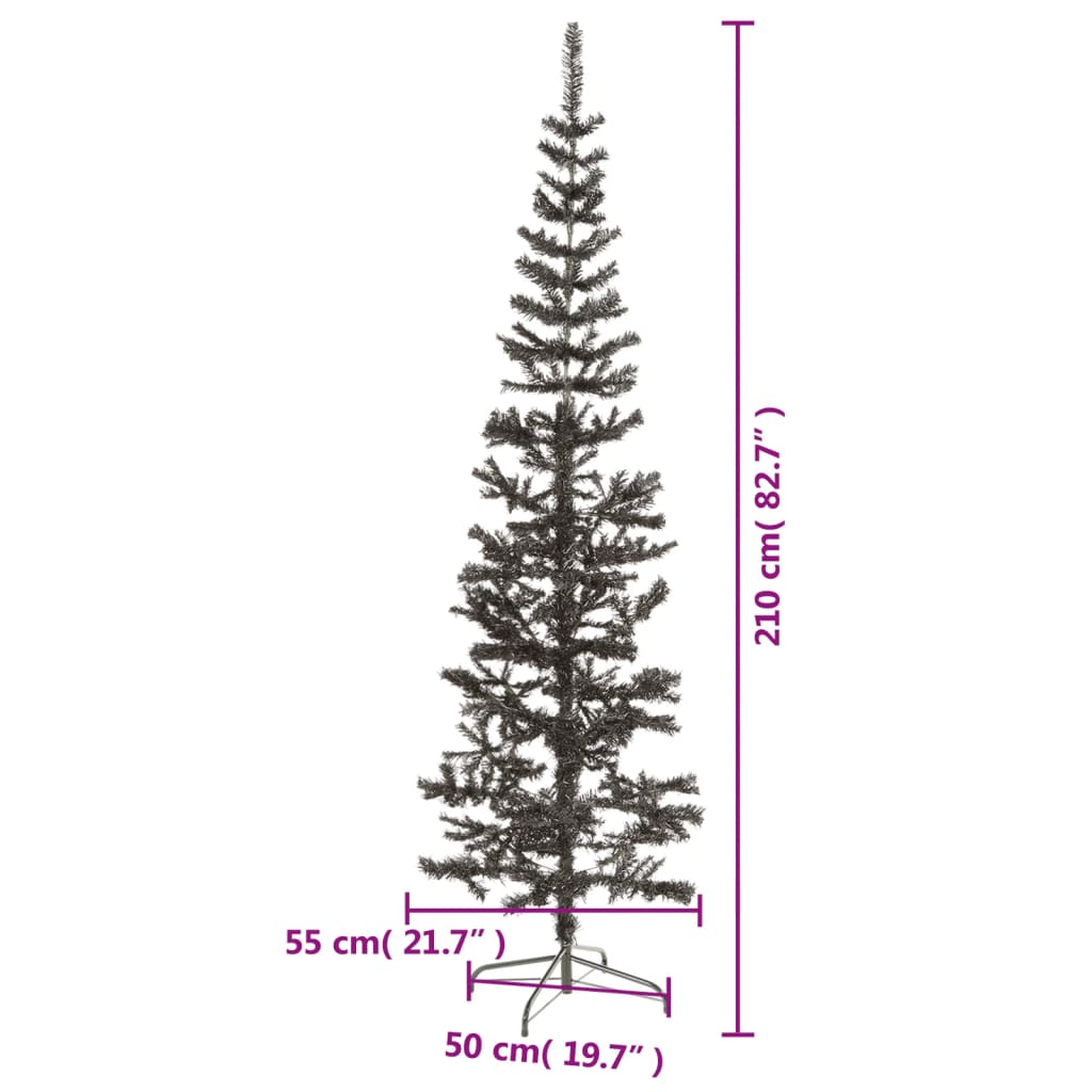 Mākslīgā Ziemassvētku Egle, Šaura, 210 Cm, Melna  Vidaxl