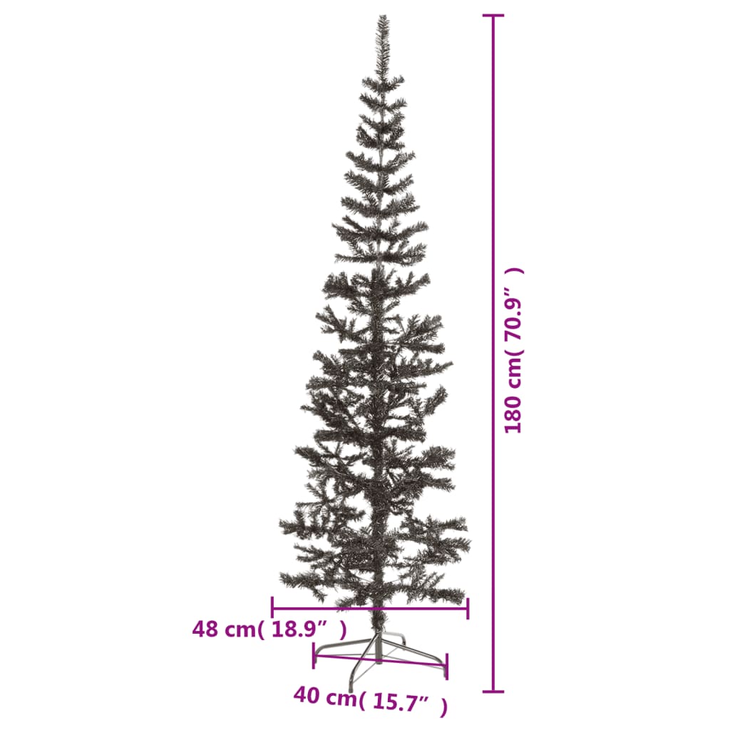 Mākslīgā Ziemassvētku Egle, Šaura, Melna, 180 Cm  Vidaxl