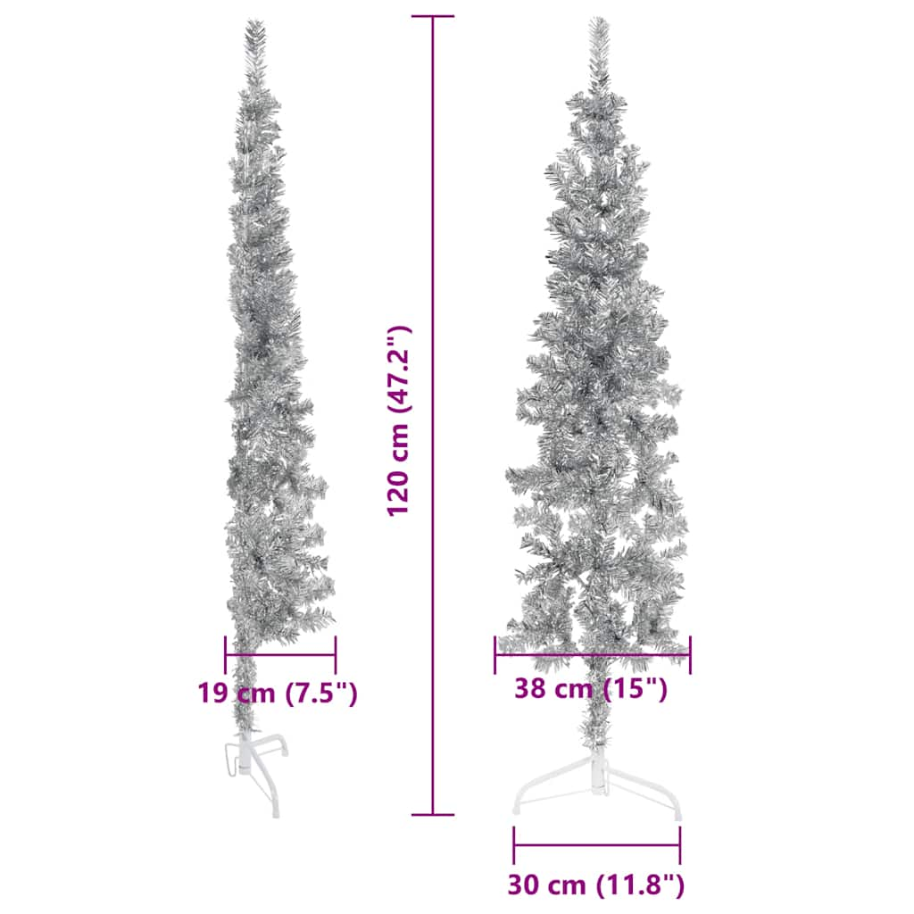 Mākslīgā Ziemassvētku Egle, Statīvs, Pusapaļa, Sudraba, 120 Cm Vidaxl