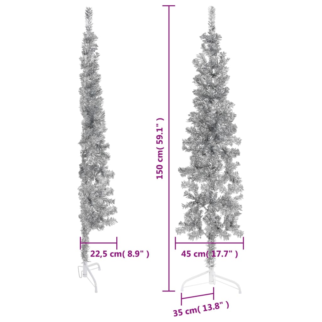 Mākslīgā Ziemassvētku Egle, Statīvs, Pusapaļa, Sudraba, 150 Cm Vidaxl