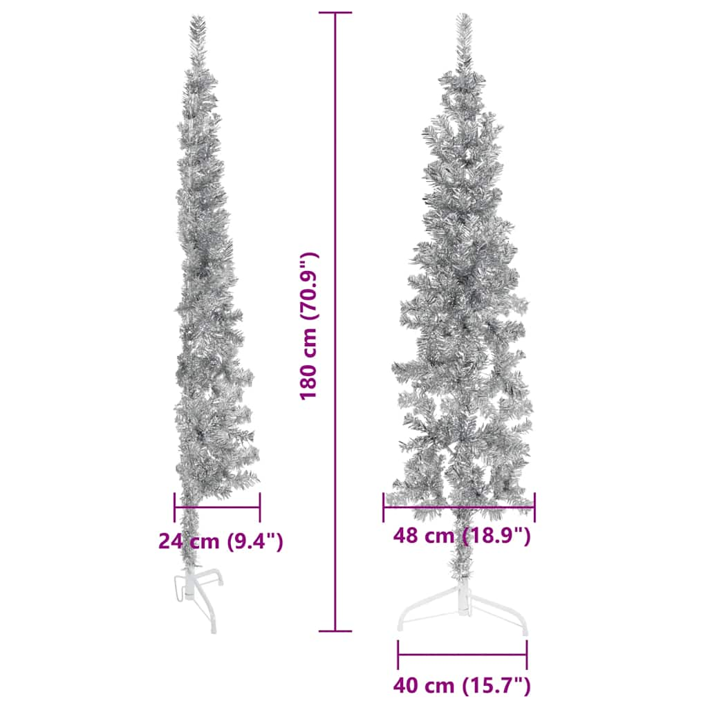 Mākslīgā Ziemassvētku Egle, Statīvs, Pusapaļa, Sudraba, 180 Cm Vidaxl